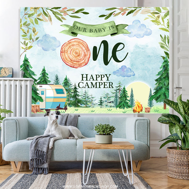 Lofaris Happy Camper For First Birthday Cute Backdrop