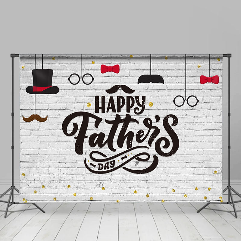 Lofaris Happy Fathers Day Beard Gold Glitter Brick Backdrop