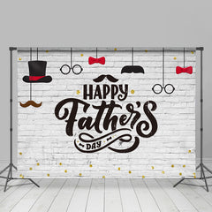 Lofaris Happy Fathers Day Beard Gold Glitter Brick Backdrop