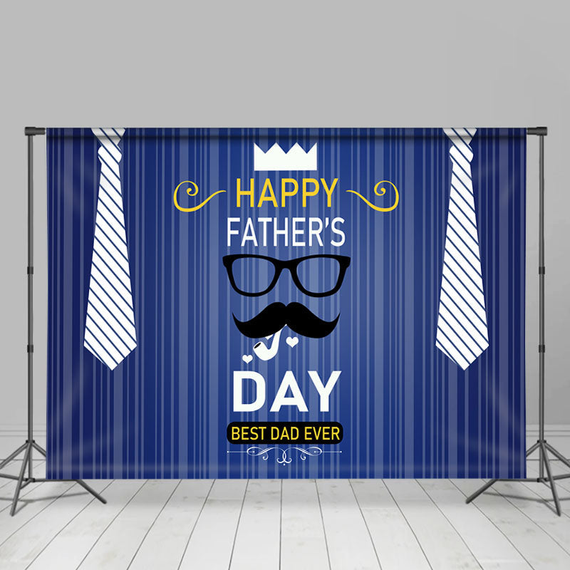 Lofaris Happy Fathers Day Beard Tie Blue Backdrop for Photo