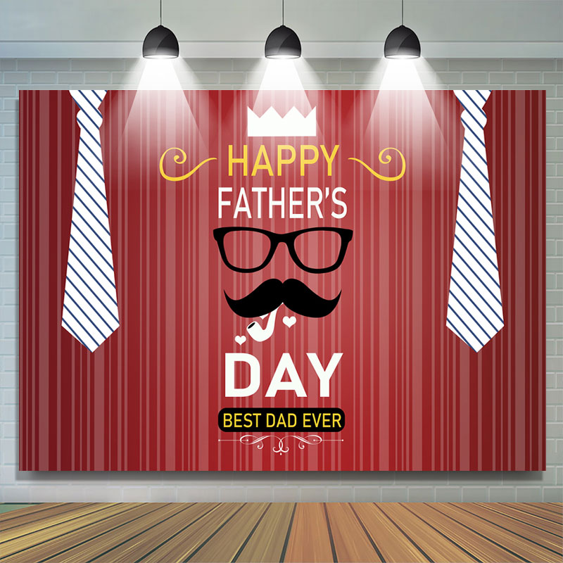 Lofaris Happy Fathers Day Red Beard Tie Backdrop for Photo