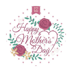 Lofaris Happy Mothers Day Floral Pink Dots Round Backdrops for Party