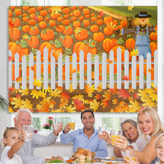 Lofaris Harvest Pumpkin Fields Scarecrows Maple Autumn Backdrop