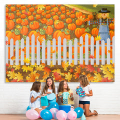 Lofaris Harvest Pumpkin Fields Scarecrows Maple Autumn Backdrop