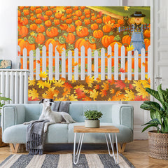 Lofaris Harvest Pumpkin Fields Scarecrows Maple Autumn Backdrop
