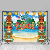 Lofaris Hawaii Blue Sky Beach Monstera Luau Summer Backdrop
