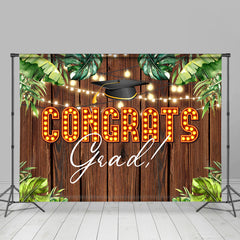 Lofaris Hawaii Leaves Night Wooden Congrats Grad Backdrop