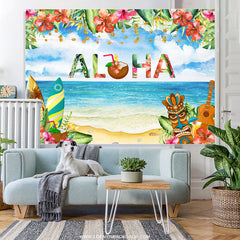 Lofaris Hawaiian Flowers Palm Leaves Photoshoot Backdrop
