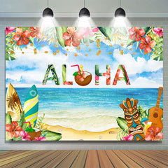 Lofaris Hawaiian Flowers Palm Leaves Photoshoot Backdrop