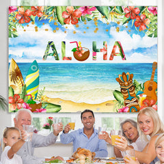 Lofaris Hawaiian Flowers Palm Leaves Photoshoot Backdrop