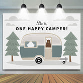 Lofaris He Is One Happy Camper Jungle Birthday Backdrop