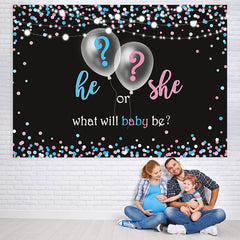 Lofaris He or She Blue and Pink Balloon Baby Shower Backdrop