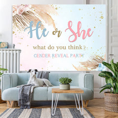 Lofaris Pink Floral Glitter Blue Backdrop for Gender Reveal