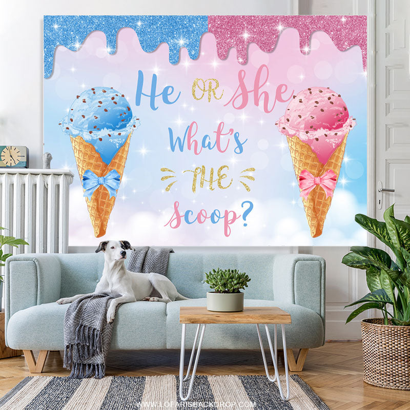 Lofaris He Or She What Is The Scoop Cute Baby Shower Backdrop