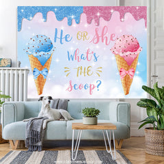 Lofaris He Or She What Is The Scoop Cute Baby Shower Backdrop