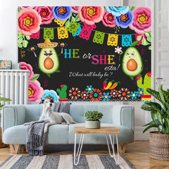 Lofaris He Or She What Will Baby Be Avocado Shower Backdrop