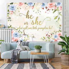 Lofaris He Or She What Will Our Pumpkin Be Baby Shower Backdrop