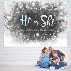 Lofaris He or She White Snow Ice-Themed Baby Shower Bakcground