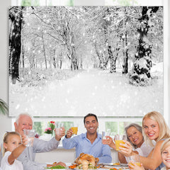 Lofaris Heavy Snowy Way In The Forest Cold Winter Backdrop