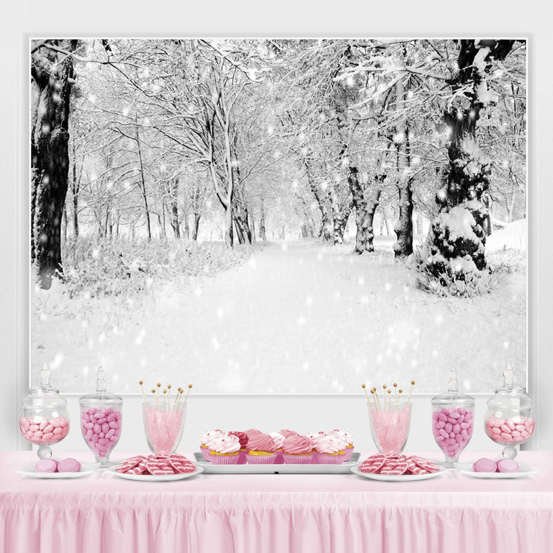 Lofaris Heavy Snowy Way In The Forest Cold Winter Backdrop