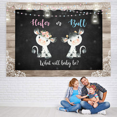 Lofaris Heifer Or Bull Black Lace Wooden Baby Shower Party Backdrop