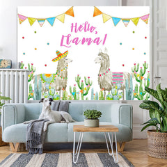 Lofaris Hello Ltama Alpaca and Cactus Backdrop for Childen