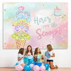 Lofaris Heres The Scoop Ice Cream Balls Cake Birthday Backdrop