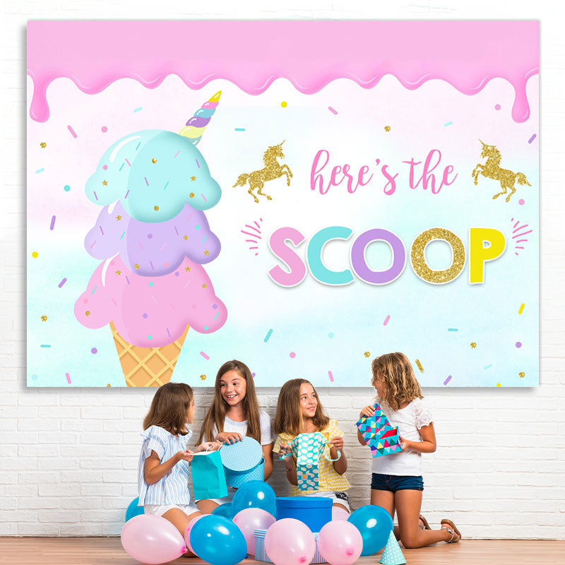 Lofaris Heres The Scoop Ice Cream Balls Sweet Birthday Backdrop