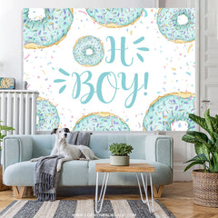 Lofaris Hi Boy Light Blue Sweet Donut Backdrop For Baby Shower