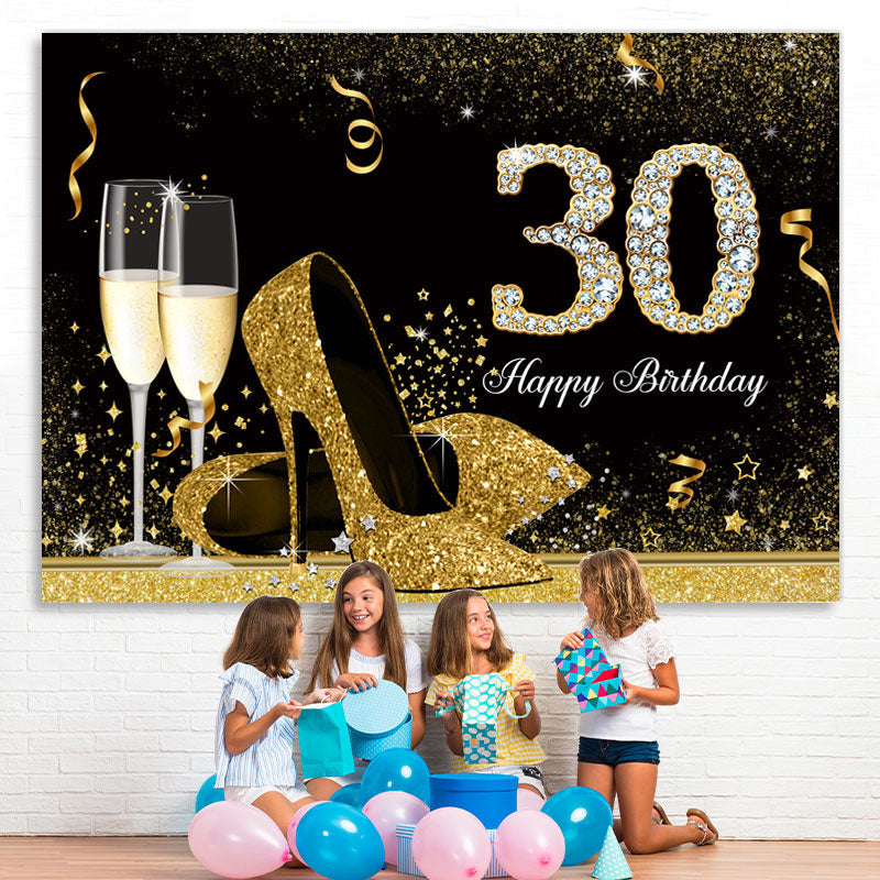 Lofaris High Heels Gold and Black 30th Birthday Backdrop