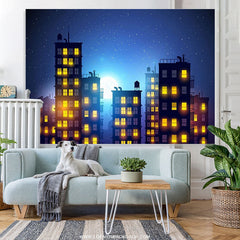 Lofaris High-Rise Building Modern Night Moonlight Backdrop
