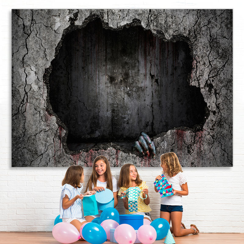 Lofaris Hole and Bloody Walls Scary Halloween Party Backdrop
