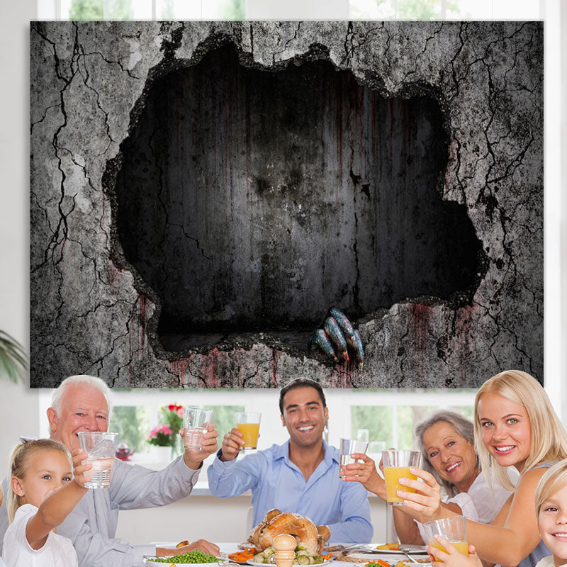 Lofaris Hole and Bloody Walls Scary Halloween Party Backdrop