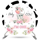 Lofaris Holy Cow Im One Floral Circle Happy Birthday Backdrop