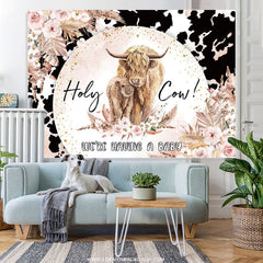 Lofaris Holy Cow Warm Glitter Floral Gender Reveal Backdrop