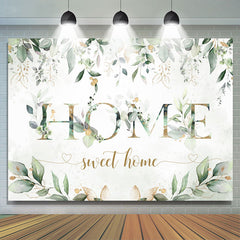Lofaris Home Sweet Green Leaf Housewarming Backdrop