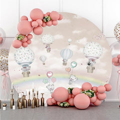 Purple Teacup Bear Round Girls Baby Shower Backdrop