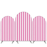Lofaris Hot Pink And White Stripes Birthday Arch Backdrop Kit