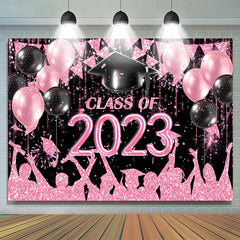 Lofaris Hot Pink Black Balloon Flag Class Of 2023 Backdrop