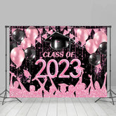 Lofaris Hot Pink Black Balloon Flag Class Of 2023 Backdrop