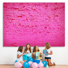 Lofaris Hot Pink Brick Themed Simple Happy Birthday Backdrop