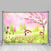 Lofaris House Windmill Pink Cloud Floral Spring Backdrop
