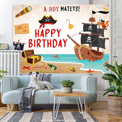 Lofaris Hoy Mateys Pirate Parrot Treasure Birthday Backdrop