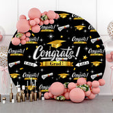 Lofaris I Did It Black Gold Congrats Grad Round Backdrop