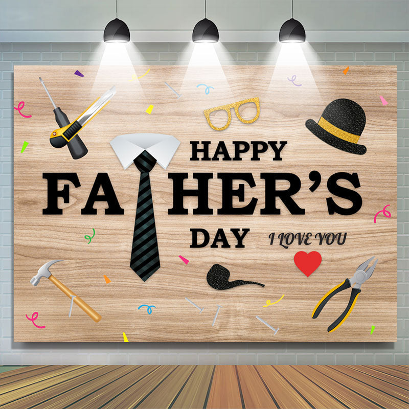 Lofaris I Love You And Happy Fathers Day Tool Wooden Backdrop