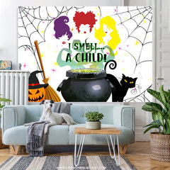Lofaris I Smell A Child Halloween Baby Shower Backdrop Banner