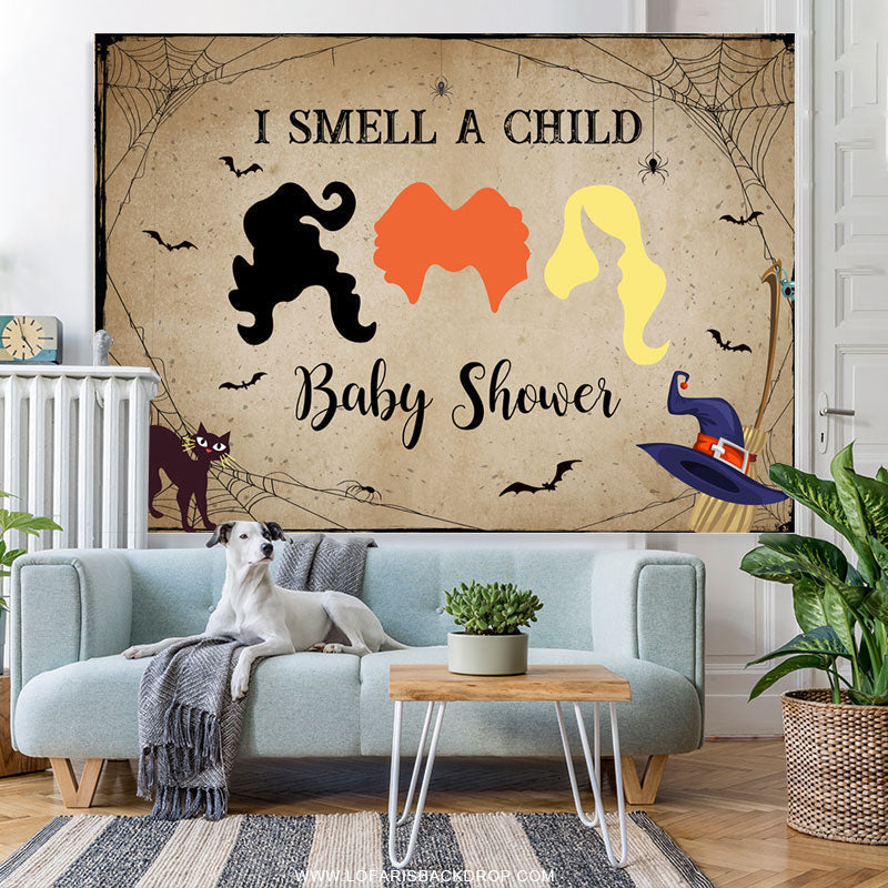 Lofaris I Smell A Child Halloween Theme Baby Shower Backdrop