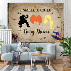 Lofaris I Smell A Child Halloween Theme Baby Shower Backdrop
