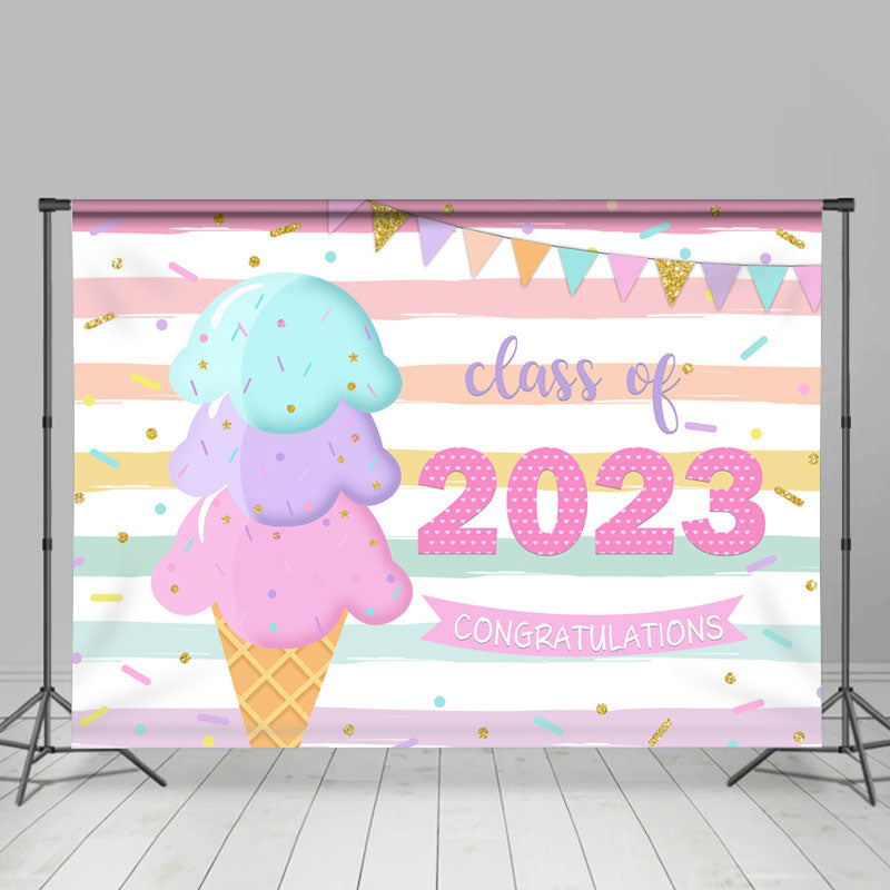 Lofaris Ice Cream Cute 2023 Childern Graduation Backdrop