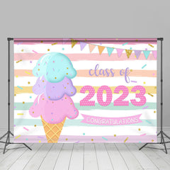 Lofaris Ice Cream Cute 2023 Childern Graduation Backdrop